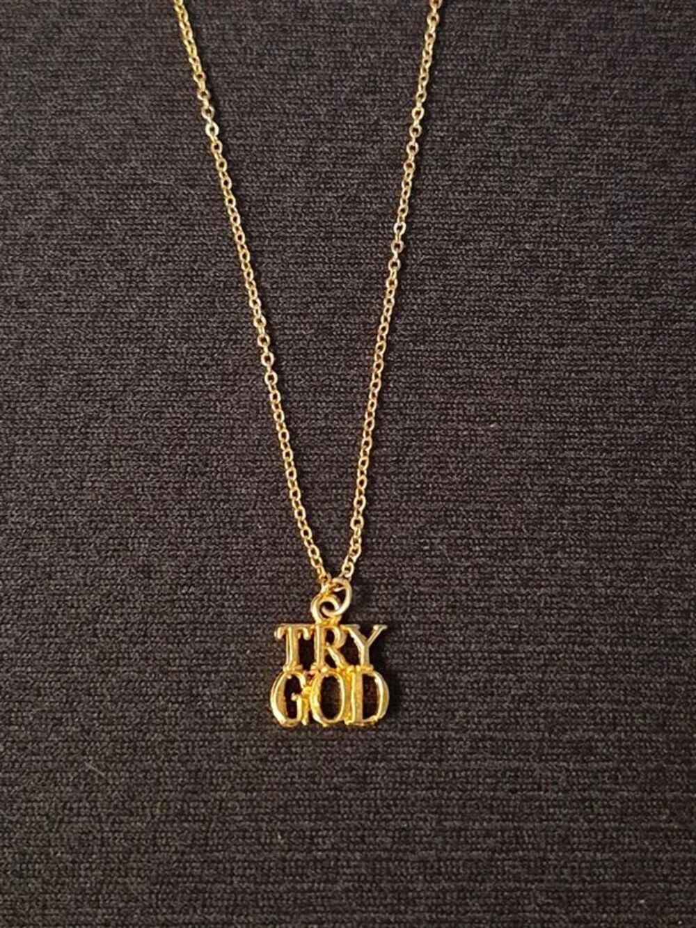 Gold Tone Try God Pendant Necklace - Made in Korea